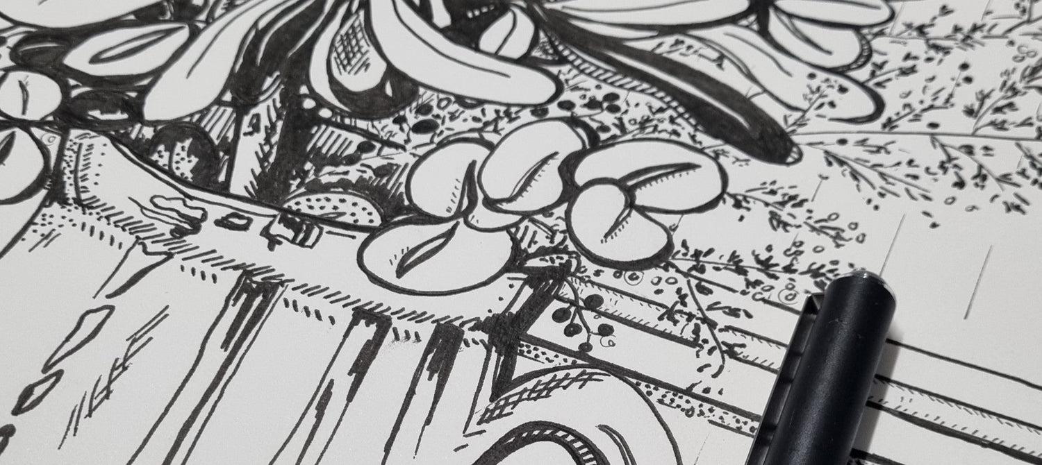 pen drawing black and white